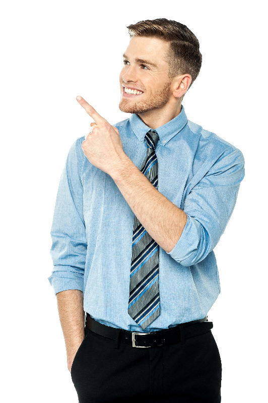 Man standing pointing at Membership details